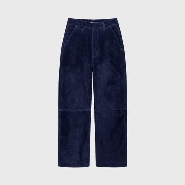 모노하 팬츠 Dusty suede curve pants navy