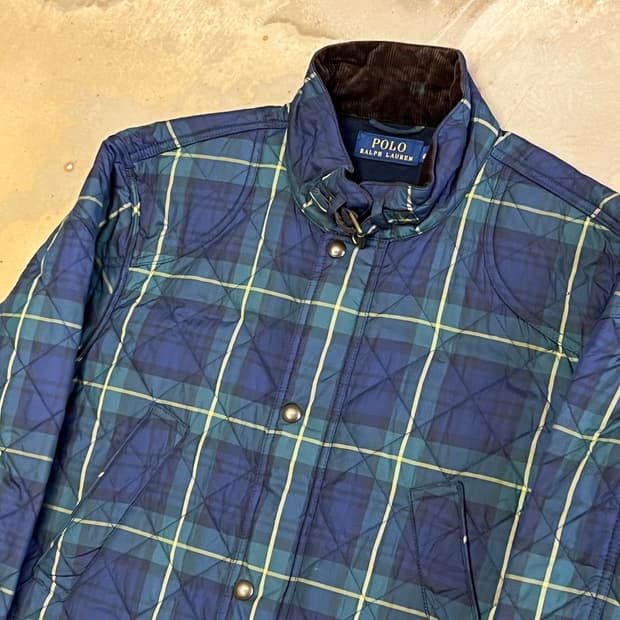 XL 폴로랄프로렌 블랙와치 퀼팅 타탄체크 자켓
