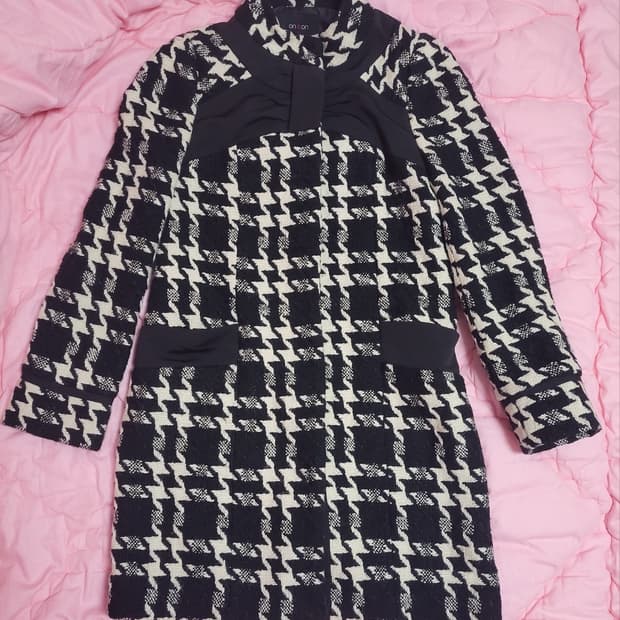 급처상태좋음!온앤온 샤넬,디올느낌 하운드투스체크 리본트위드코트 레니본st