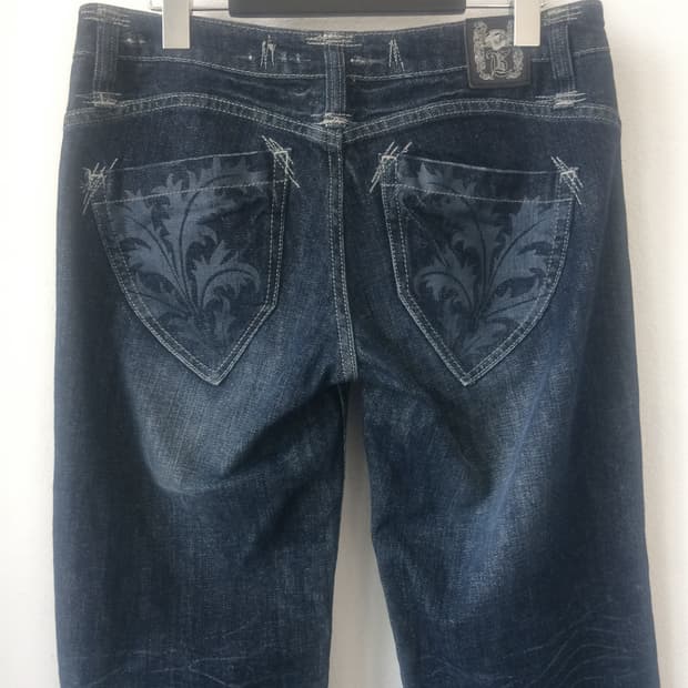 Back pocket point denim pants