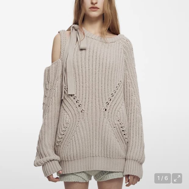 나체 SLIT TIE KNIT OATMEAL