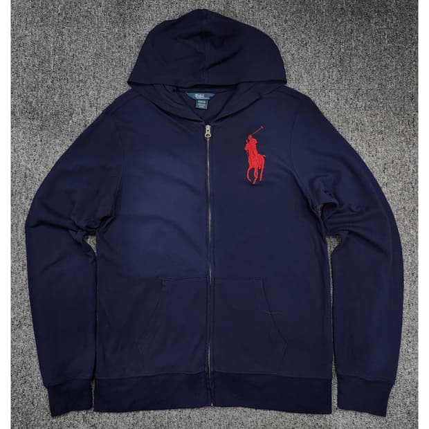 폴로 랄프로렌 빈티지 레드 빅포니 후드 집업 XL