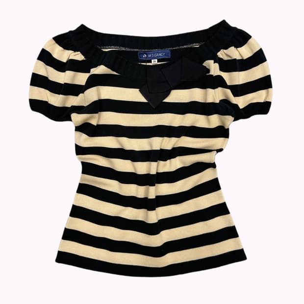 stripe ribbon knit t-shirt