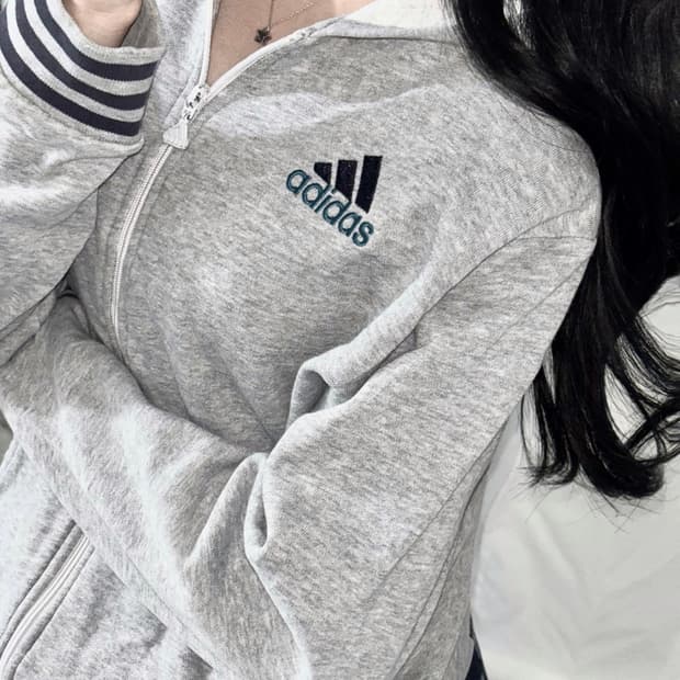 🐰아디다스 로고 포인트 그레이 면 후드집업🤍