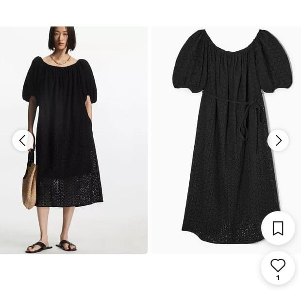 COS 블랙 펀칭 롱 원피스 