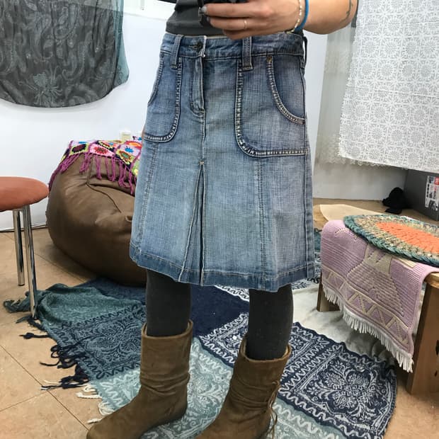 ESPRIT 빈티지 여성 데님 미디스커트 