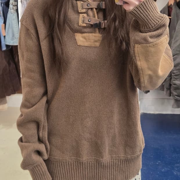 PRL 폴로 랄프로렌 버클 숄카라 니트