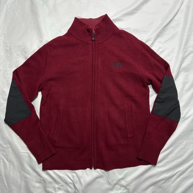 노스페이스 엘보우 패치 니트 집업