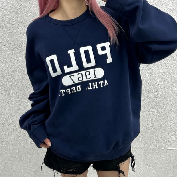 폴로 랄프로렌 센터로고 네이비 맨투맨 XL