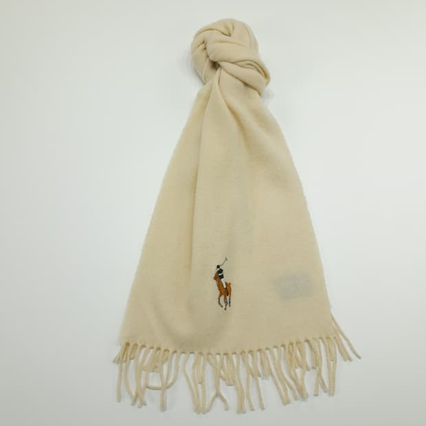 MX207 폴로 랄프로렌 아이보리 빅포니 램스울 목도리 머플러