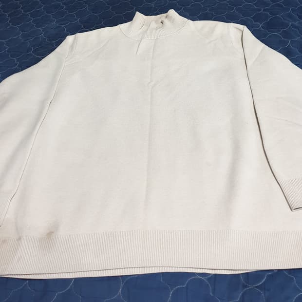COS 목폴라 울 긴팔 니트 아이보리 (L)