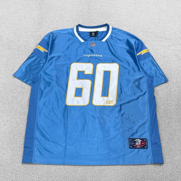NFL 로스엔젤레스 차저스 플레이어 져지 반팔 스카이블루