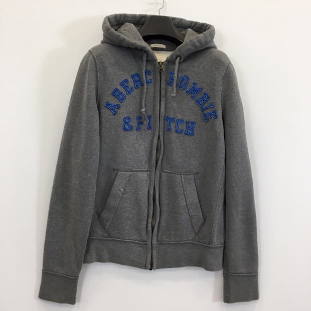 아베크롬비 Y2K 아치로고 그레이블루 후드집업 L