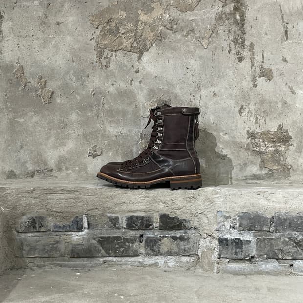 디젤 레어 브라운 백 패스너 컴뱃 레더 부츠