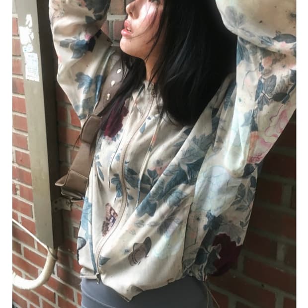 한땀한땀 호접도 쉬폰 점퍼 M