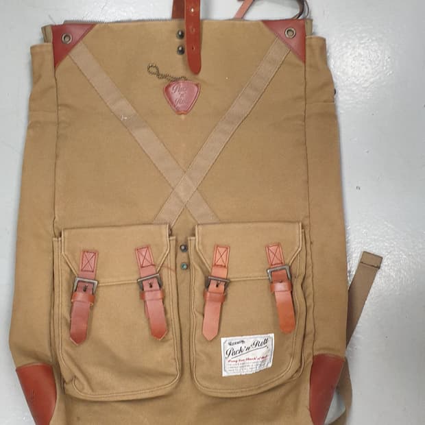 팩큰롤 캔버스 가죽 롤탑 백팩