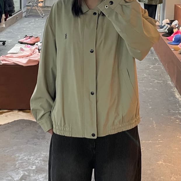 입생로랑 로고자수 블루종 자켓 H1810