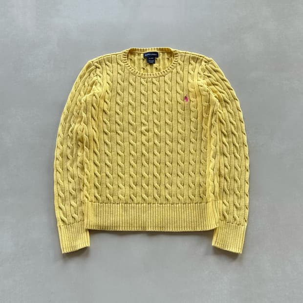 [XS]폴로 랄프로렌 꽈배기 니트 스웨터 옐로우