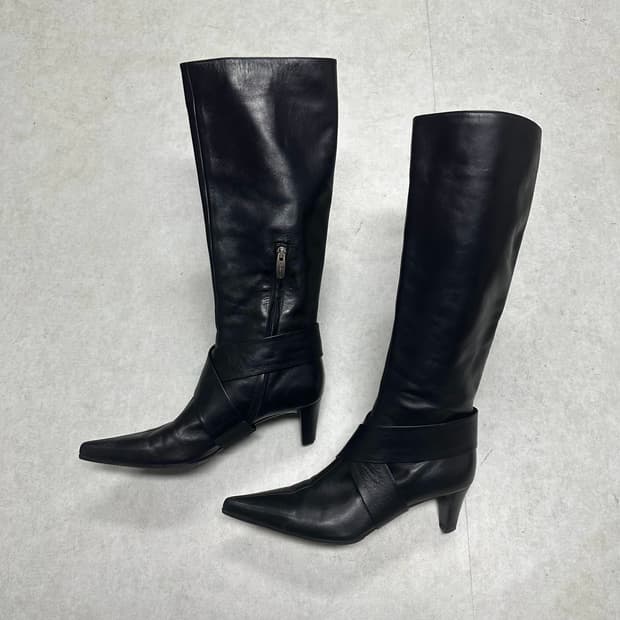 세르지오 로시 스트랩 레더 롱부츠