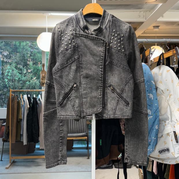 Bnx 데님 스터드 라이더 자켓