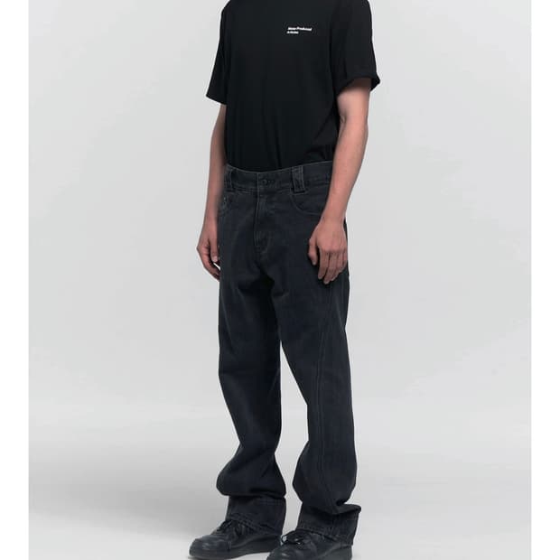 PLASTIC PRODUCT 플라스틱 프로덕트 드리프트 데님 팬츠 블랙