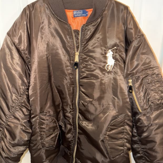 05FW 폴로 랄프 로렌 클래식 빅포니 항공 다운 패딩 브라운