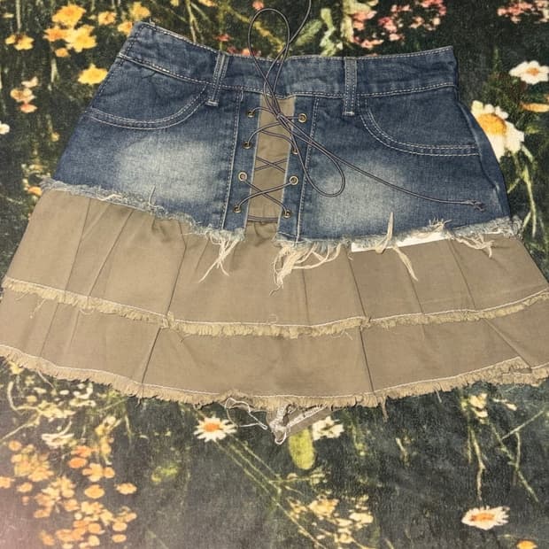 JPN Vintage 고딕 고스펑크 갸루 코르셋 미니스커트