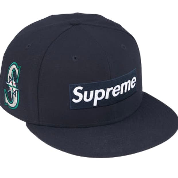 슈프림 x MLB 팀 박스 로고 뉴에라 네이비 시애틀 마리너스
