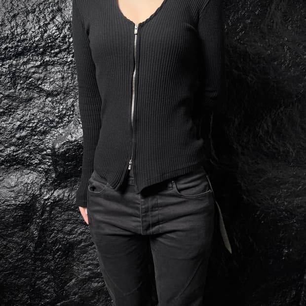 Bajra Ribbed Two-way Zip-up Cardigan