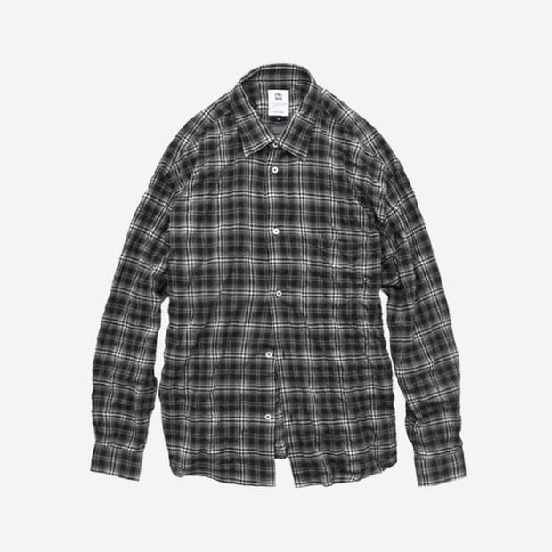 (4size)폴리테루 컨트리 체크 셔츠 워시드 블랙