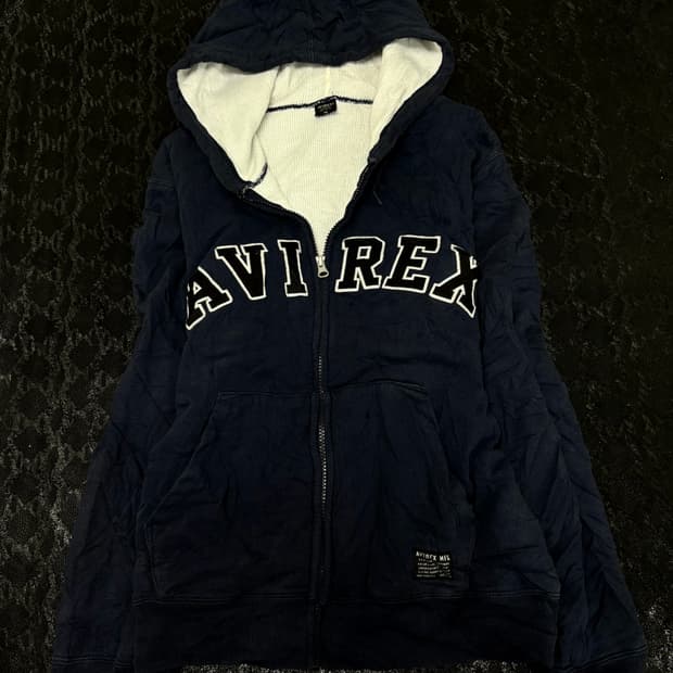 “Avirex” Y2K Mood Navy Hoodie zip Up