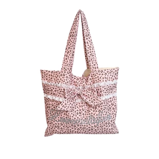 러브메탈파이 핑크 레오파드 호피 토트백 가방 히메 갸루 라떼 러블리 로걀