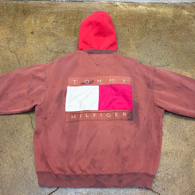 90s 미국 빈티지 타미힐피거 빅로고 후드티