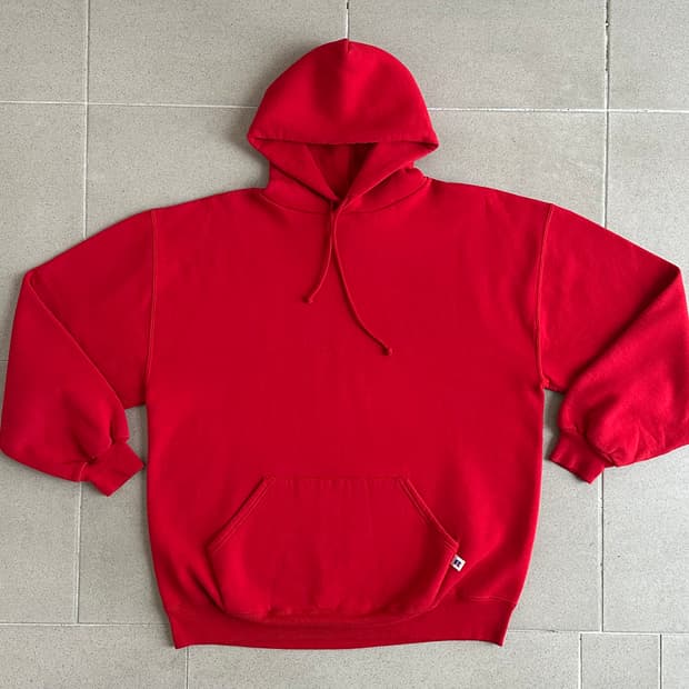 90s 빈티지 러셀 후드 레드 XL USA