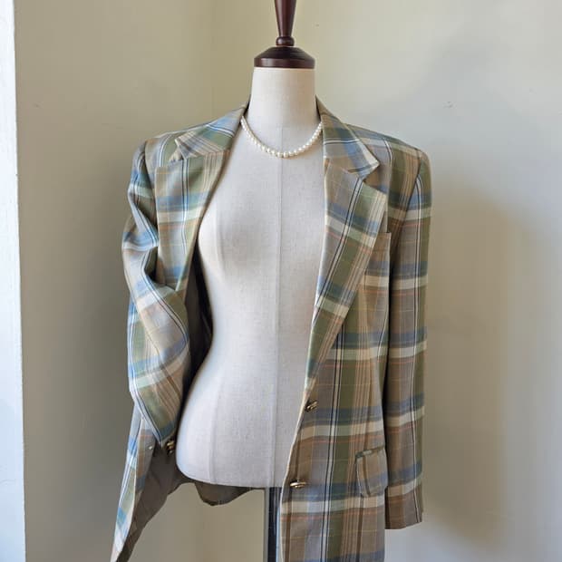 Burberrys 올드 버버리 각인버튼 체크 패턴 자켓