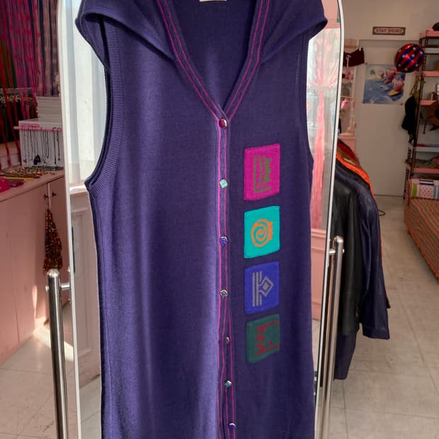 네이비 패치 후디 롱 가디건