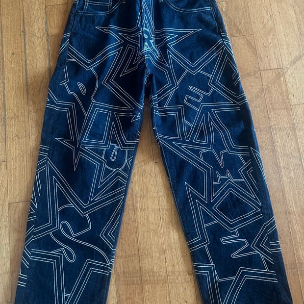 슈프림 스타 탑스티치 배기 진 인디고 32사이즈 - 25SS