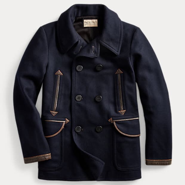 RRL 더블알엘 레더 트림 피코트 L