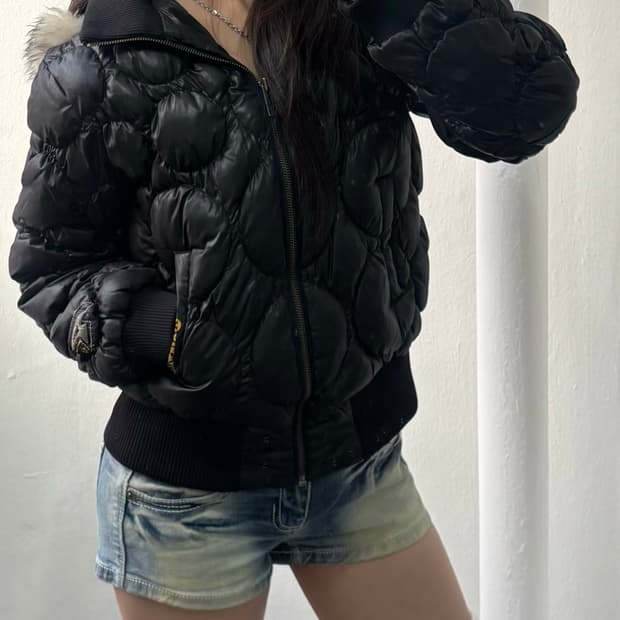Airwalk Black Fur Hood Padded Jacket