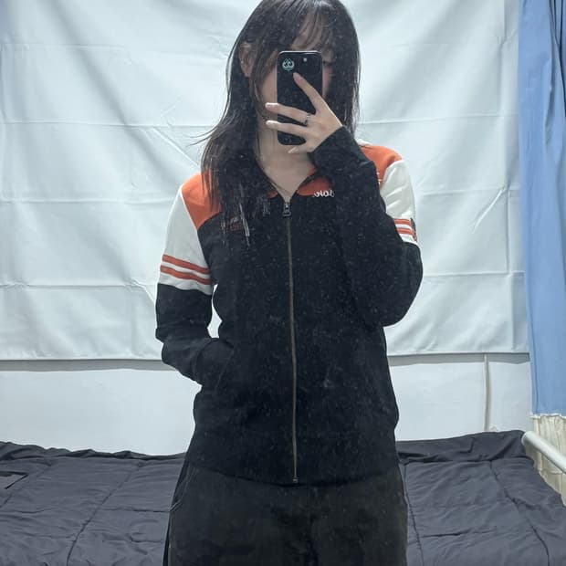 할리데이비슨 배색 후드집업