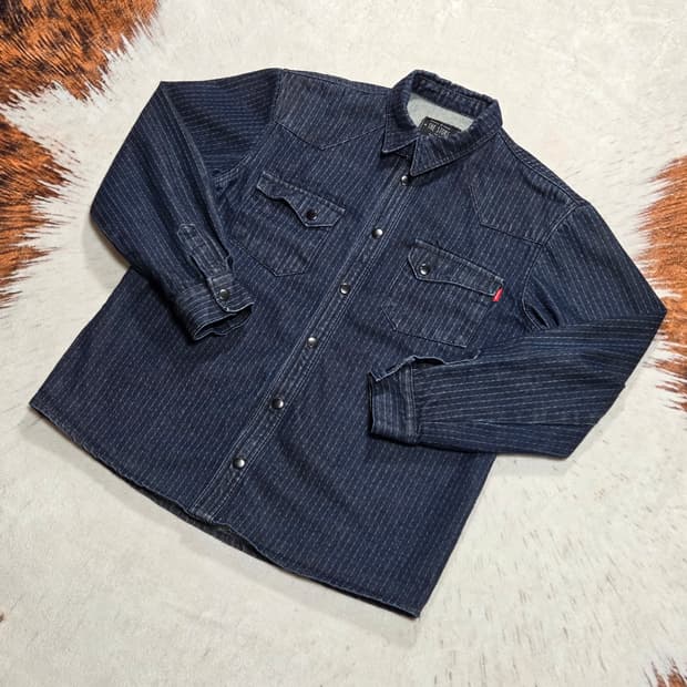 빈티지 스트라이프 히코리 데님 셔츠 자켓