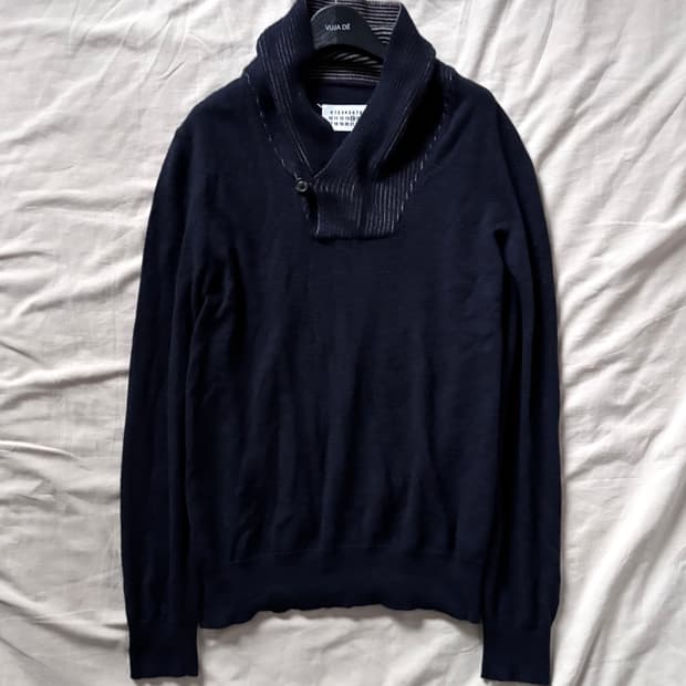 마르지엘라 원 버튼 카라 울 니트