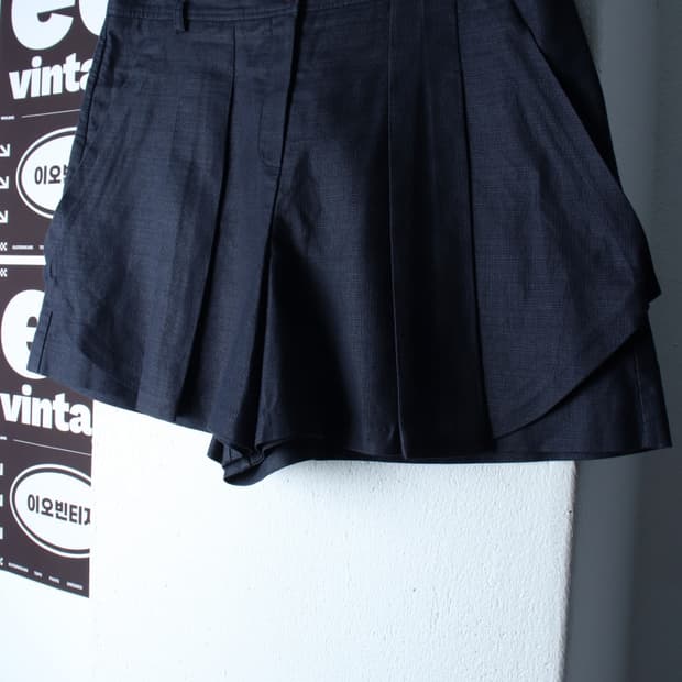 W(L-XL) 빈폴 반바지 팬츠 와이드핏 네이비 리넨 마-P10535