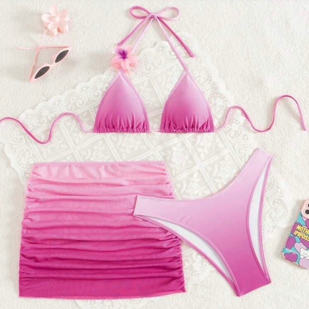 그라데이션 홀터 비키니 3pcs