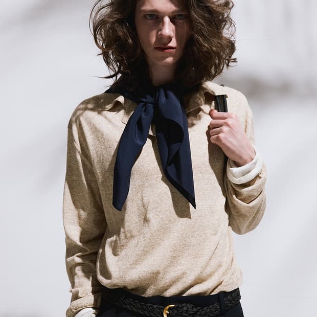 렉토 26SS 린넨 리넨 폴로 탑 카라 니트 오트밀