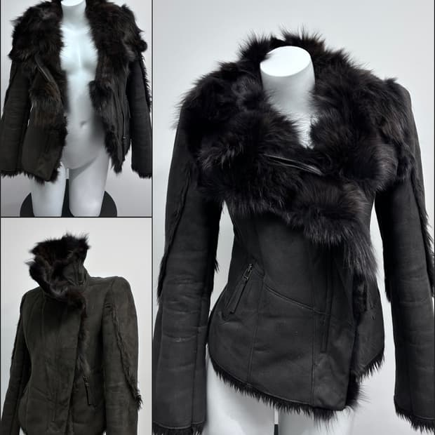 사선 하이넥 시어링 자켓