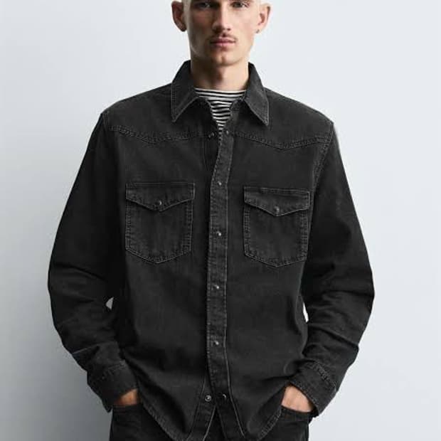 자라/ 데님 웨스턴 셔츠 블랙/ XXL