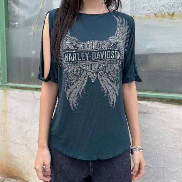 2019 할리데이비슨 블링 윙 튜닉 탑