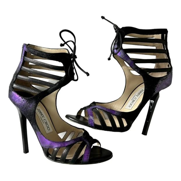 Jimmy choo 샌들 에그조틱 레더 하이힐 퍼플 245