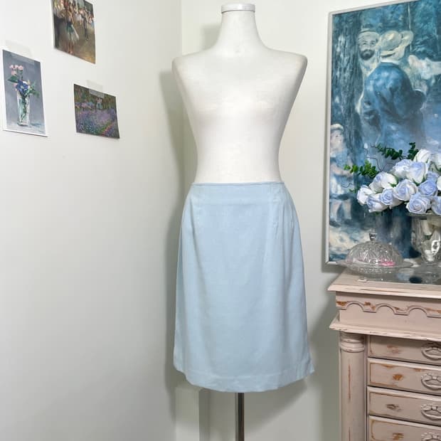 baby blue glitter midi skirt